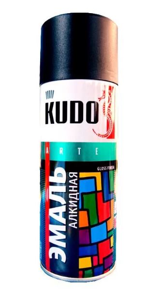 Краска аэрозоль Черная глянцевая KUDO KU1002 универсальная 520 мл