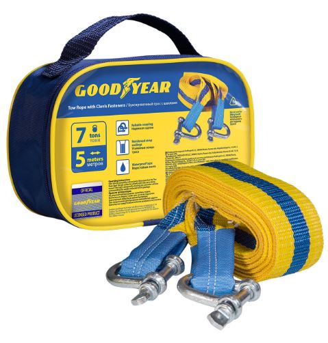Трос буксировочный  7 тонн, 5 метров с шаклами Goodyear