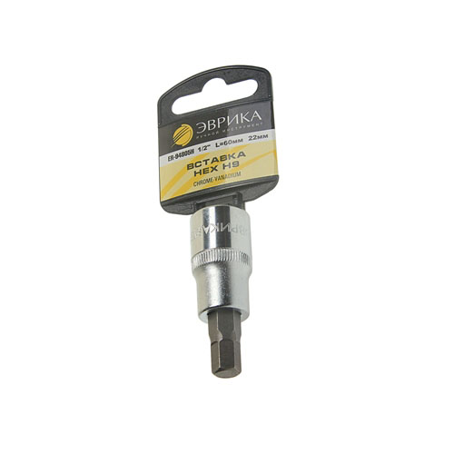 Насадка-вставка с битой Hex H9 1/2 22мм L=60мм (с держателем) ЭВРИКА ER-94805H 
