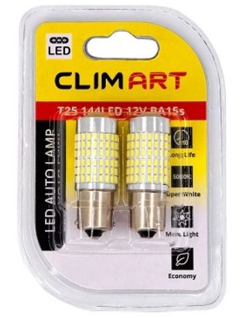 Лампа автомобильная светодиодная CLIM ART T25 144LED 12V BA15s (P21W) /к-т 2шт