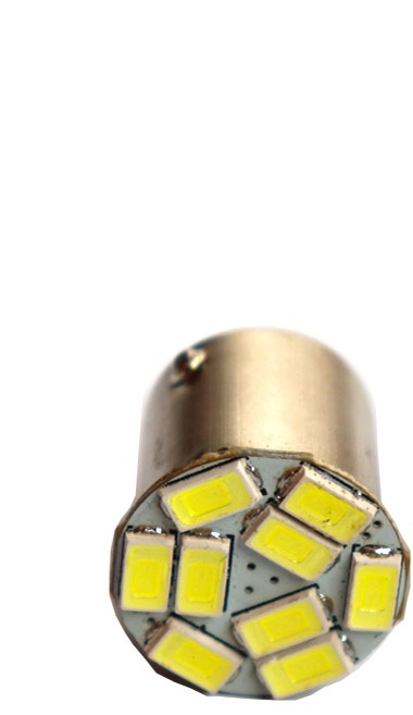 Автолампа светодиодная P21W (BA15s) 9 SMD 2835 WHITE 6000K 12V MEGAPOWER /10/100