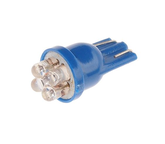 Автолампа светодиодная T10W (W2,1x9,5d) 4 LED BLUE 12V MEGAPOWER /10/100