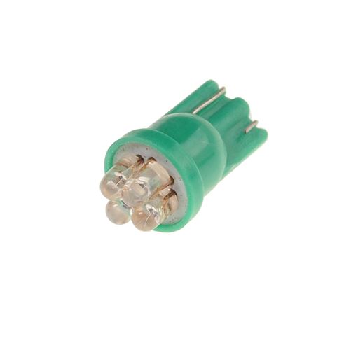 Автолампа светодиодная T10W (W2,1x9,5d) 4 LED GREEN 12V MEGAPOWER /10/100