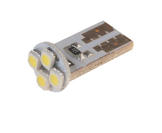 Автолампа светодиодная T10W (W2,1x9,5d) 4 SMD 3528WHITE 6000K 12V MEGAPOWER /10/100