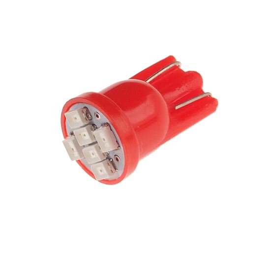 Автолампа светодиодная T10W (W2,1x9,5d) 6 SMD 3528 RED 12V MEGAPOWER /10/100