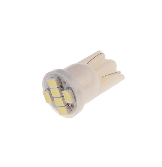 Автолампа светодиодная T10W (W2,1x9,5d) 6 SMD 3528 WHITE 6000K 12V MEGAPOWER /10/100