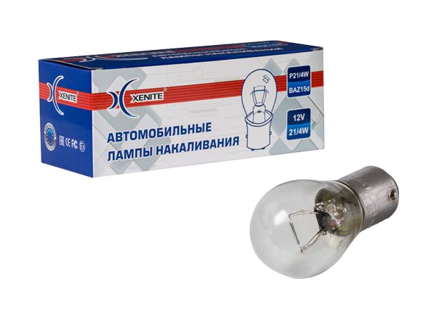 Автолампа P21/4W (BAZ15d) 12V (белая) Xenite/10/