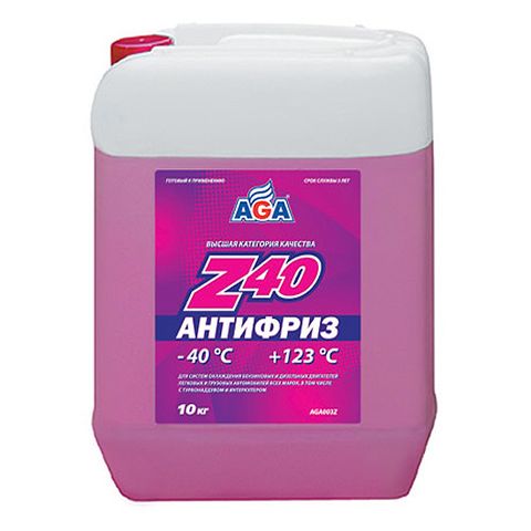 Антифриз AGA готовый к применению, красный, -40С, 10 кг, G-12++
