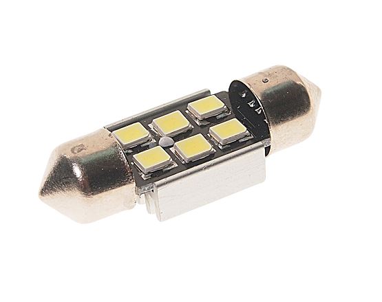 Автолампа светодиодная C5W (SV8,5) 6 SMD 2835 WHITE 6000K 31мм 24V MEGAPOWER /10/100