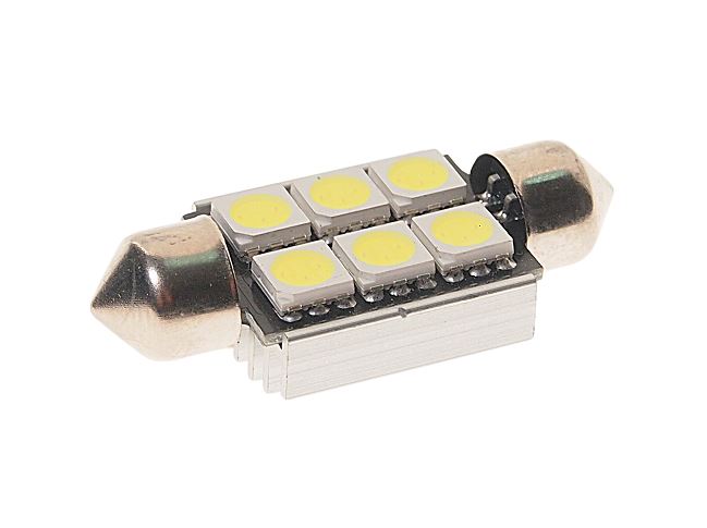 Автолампа светодиодная C5W (SV8,5) 6SMD 5050 WHITE6000K 41мм с блокир. ошибок CANbus24V MEGA/10/100