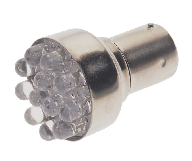 Автолампа светодиодная P21W (BA15s) 12 LED WHITE 6000K 24V MEGAPOWER /10/100