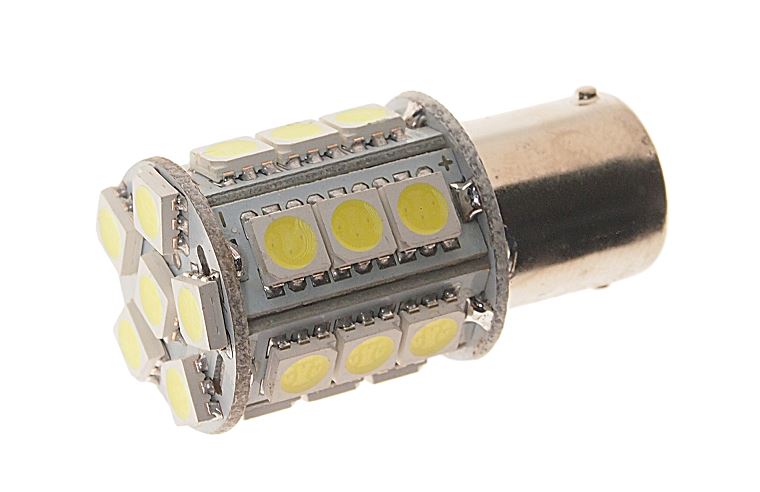 Автолампа светодиодная P21W (BA15s) 24 SMD 5050 WHITE 24V MEGAPOWER /10/100