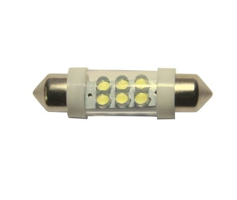 Автолампа C10W (SV8,5) 6 LED WHITE 6000K 39мм 120лм  24V MEGAPOWER M-85154W-24 /10 /100