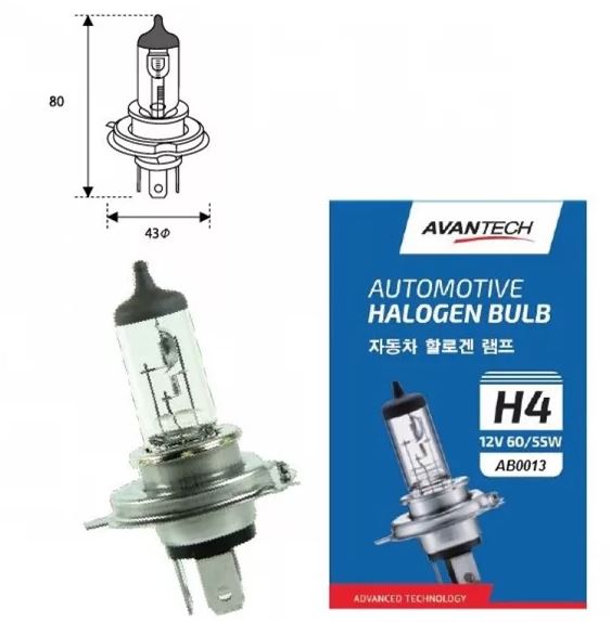 Автолампа H4 (HB2) 12V 60/55W AVANTECH