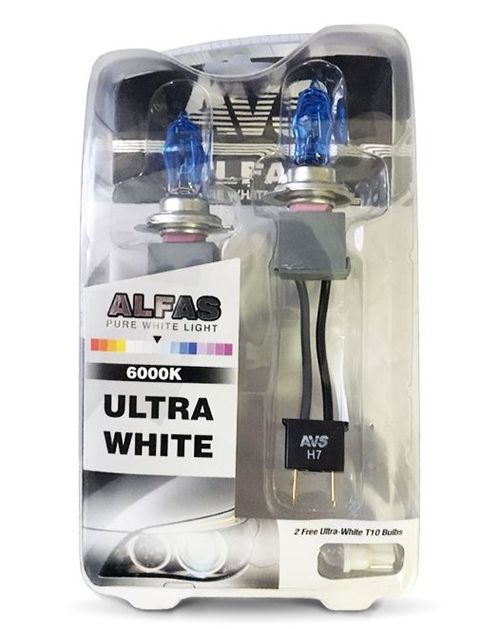 Автолампы газонаполненные AVS ALFAS Pure-White 6000К H7 12V 85W, комплект 2+2 (T-10) шт.