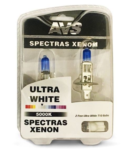 Автолампы газонаполненные AVS SPECTRAS Xenon 5000K H1 12V 75W, комплект 2+2 (T-10) шт.