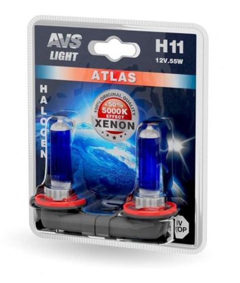 Автолампа галогенная AVS ATLAS  /5000К/ H11.12V.55W.блистер-2шт.