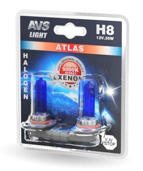 Автолампа галогенная AVS ATLAS  /5000К/ H8.12V.35W.блистер- 2шт.