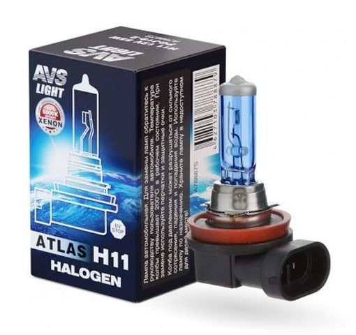 Автолампа галогенная AVS ATLAS BOX/5000К/ H11.12V.55W.Коробка-1шт.