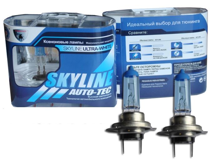 Автолампа галогеновая SKYLINE H7 12V55W (ULTRA-WHITE 3800K) комп. 2шт