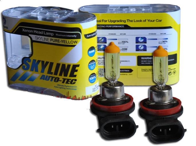 Автолампа галогеновая SKYLINE H8 12V35W (SOLAR YELLOW 2800K) комп. 2шт