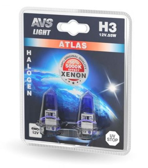 Автолампа галогенная AVS ATLAS  /5000К/ H3.24V.70W.блистер- 2шт.