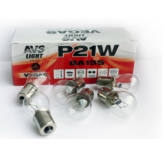 Автолампа AVS Vegas 12V. P21W(BA15S) BOX(10 шт.)