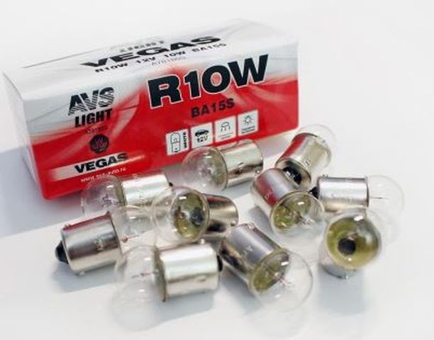 Автолампа AVS Vegas 12V. R10W(BA15S) BOX(10 шт.)