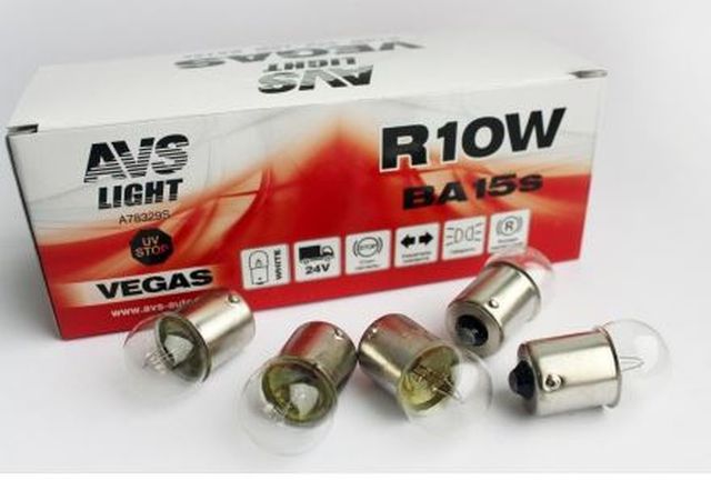 Автолампа AVS Vegas 24V. R10W(BA15s) BOX(10 шт.)