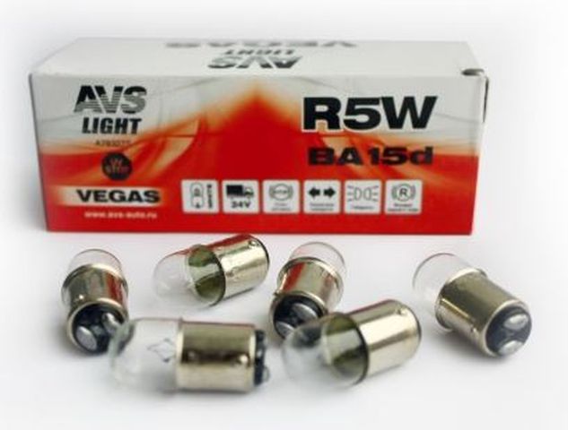 Автолампа AVS Vegas 24V. R5W(BA15d) BOX(10 шт.)