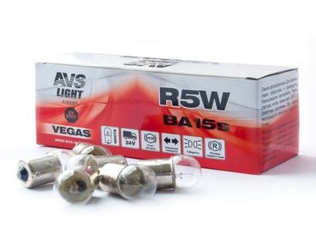 Автолампа AVS Vegas 24V. R5W(BA15s) BOX(10 шт.)