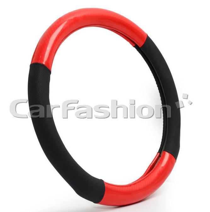Оплётка на руль CARFASHION «ENERGY» красный/черный размер М