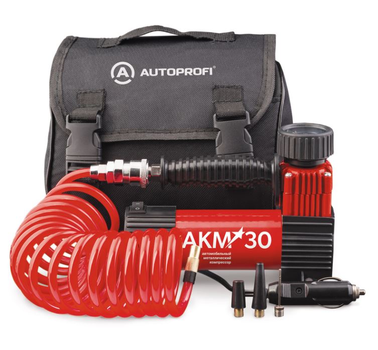 Компрессор  30 л./мин AUTOPROFI 12V/13A, 150W, 7 Атм., съемный шланг 3 м. AKM-30