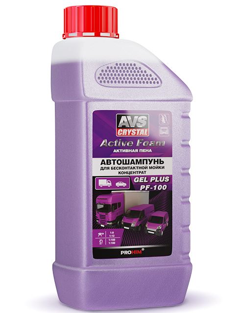 Автошампунь для б/к мойки AVS "Active Foam" 1:9-12 PF-100 GEL PLUS 1 л