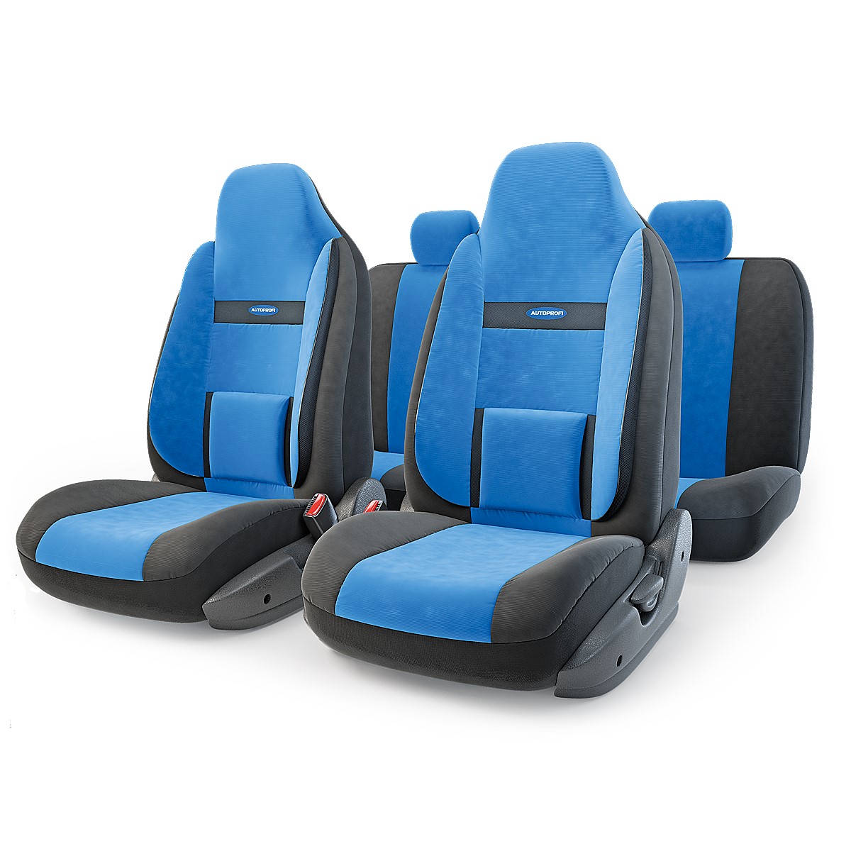 Чехлы AUTOPROFI  COMFORT COM-1105H BK/BL литой подголовник чёрн./синий,