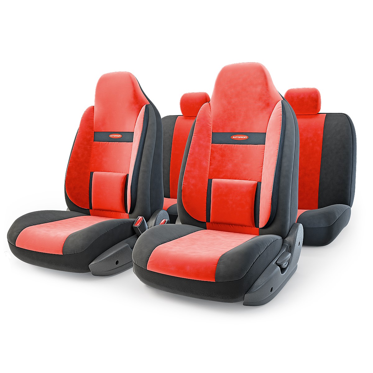 Чехлы AUTOPROFI  COMFORT COM-1105H BK/RD литой подголовник чёрн./красный