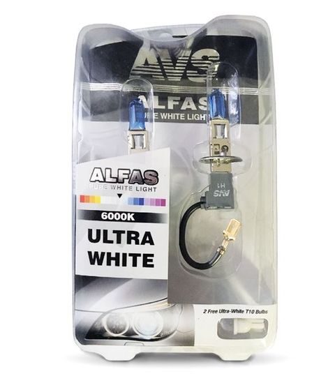 Автолампы газонаполненные AVS ALFAS Pure-White 6000К H1 12V 85W, комплект 2+2 (T-10) шт.