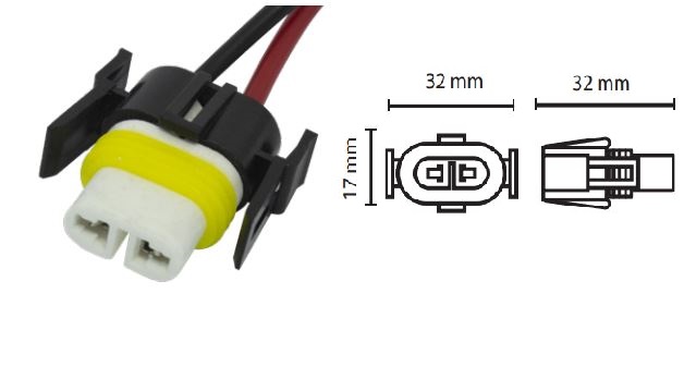 Колодка для автоламп Н8 PGJ19-1, H11 PGJ19-2, Н27/2 PGJ13 CERAMIC S=2.5mm, L=130mm /1/10/