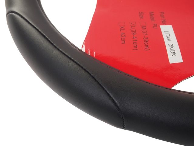 Оплетка на руль MIS-LT34A (L) BLACK кожа MISTAR /1/25