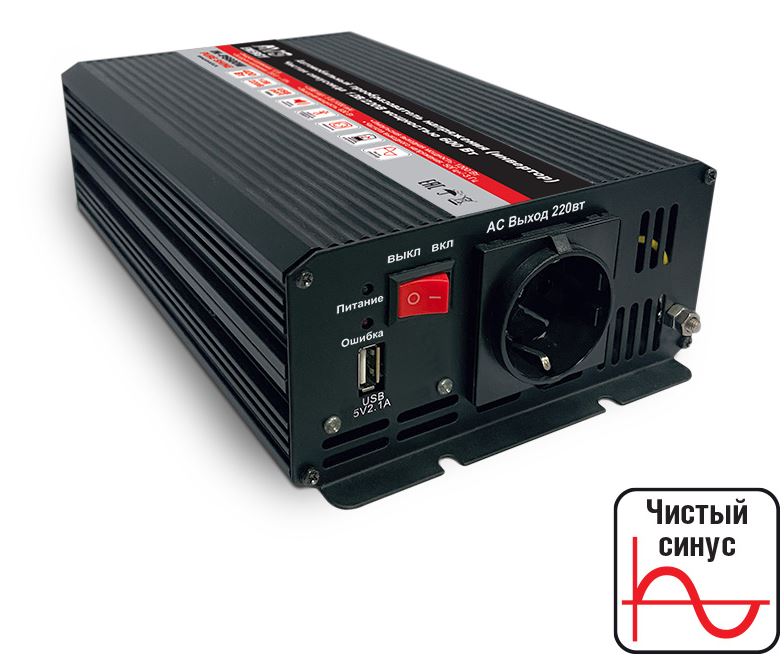 Инвертор 12/220V AVS IN-PS600W Чистая синусоида