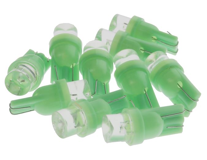 Автолампа T10W (W2,1x9,5d) 1 LED CONE GREEN 12V MEGA ELECTRIC/10