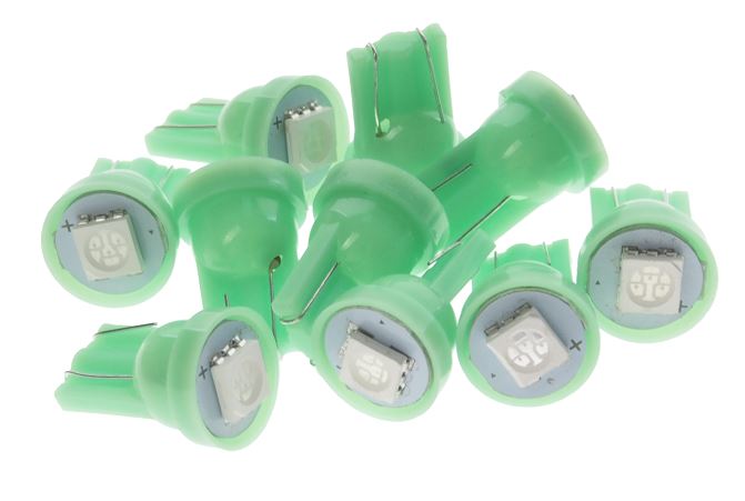 Автолампа T10W (W2,1x9,5d) 1 SMD 5050 GREEN 12V MEGA ELECTRIC /10