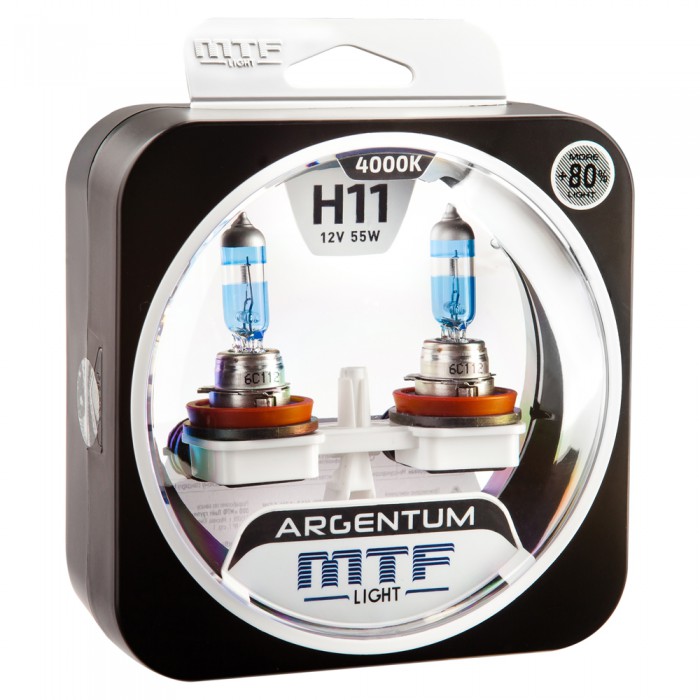 Автолампа H11 12v 55w MTF Light Argentum +80% набор 2шт