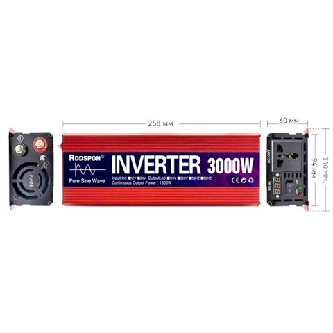 Инвертер 12v-220v/3000w Red