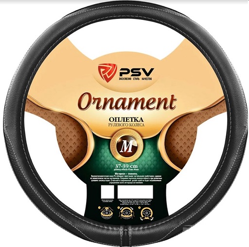 Оплётка на руль  PSV ORNAMENT Fiber (Черный/Отстрочка серая) M