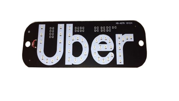 Знак "TAXI"  UBER  зеленый 12V LED (светодиодный)в прикуриватель  на ветровое стекло  (на 2-х присос