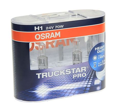 Автолампа H1 (70) P14.5s +100% TRUCKSTAR PRO (евробокс, 2шт) 24V OSRAM /1/10/100