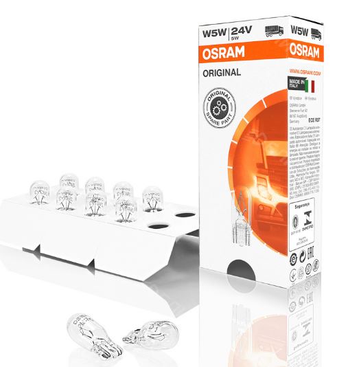 Автолампа W5W (W2.1*9.5d) 24V OSRAM /10/50