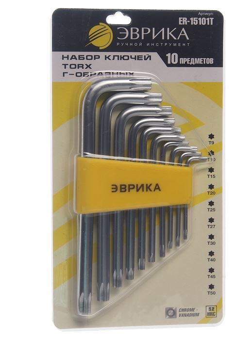 Набор ключей TORX 10пр.T9-T50 ЭВРИКА ER-15101T