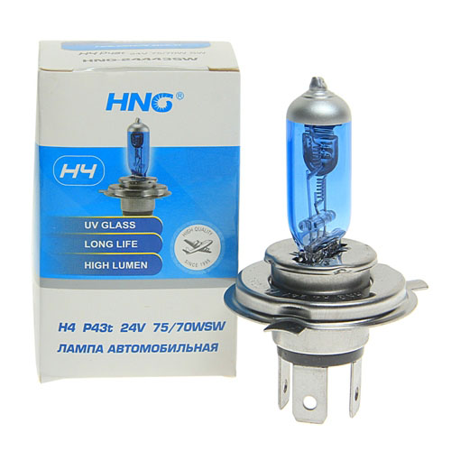 Автолампа H4 (75/70) P43t SUPER WHITE 5500K 24V HNG /1/10/250